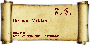 Hohman Viktor névjegykártya